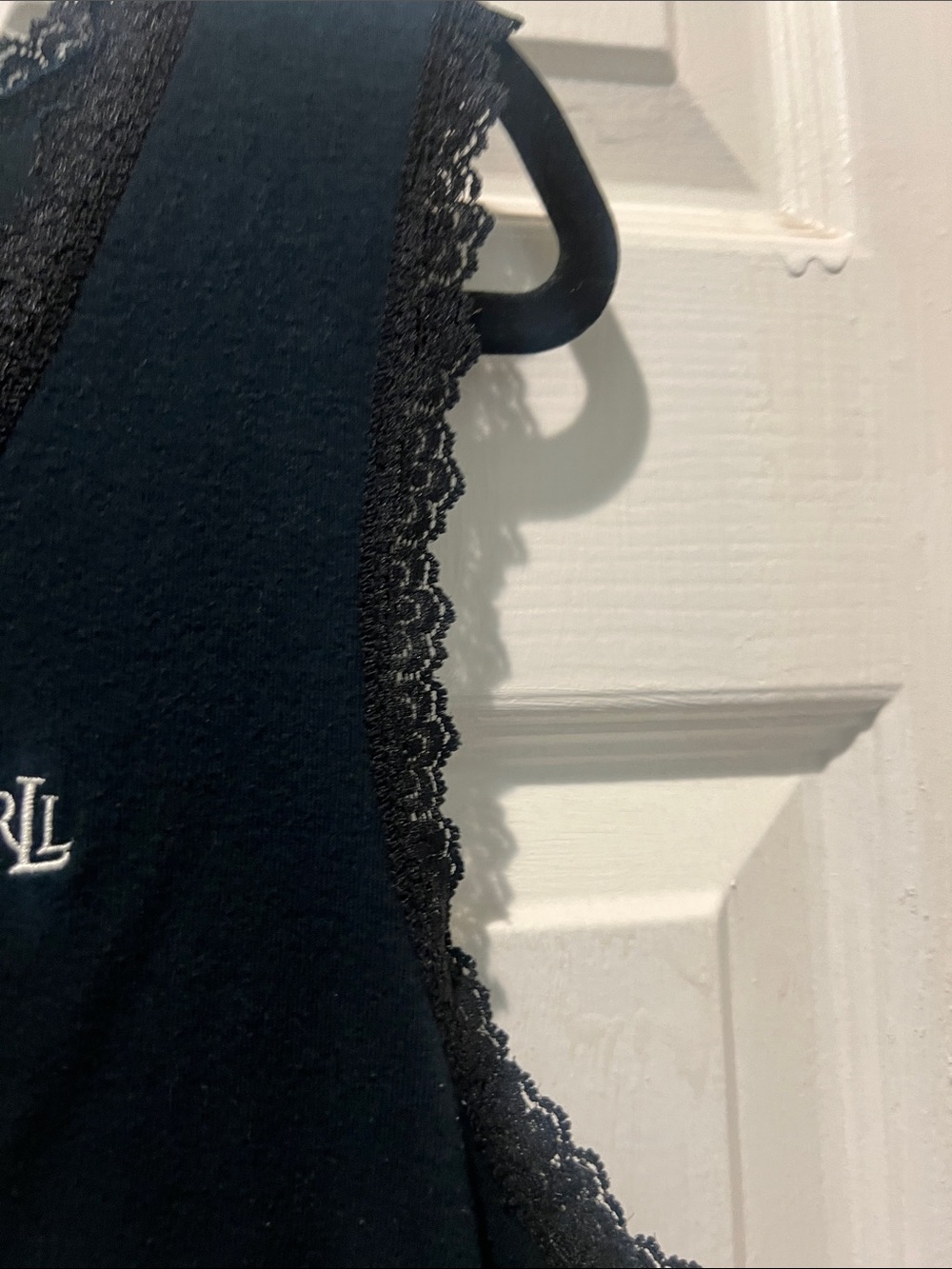 Ralph Lauren Black Lace-Trim V-Neck Tank - Picture 5 of 6
